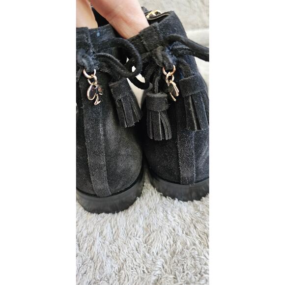 Kate Spade New York Black Suede Leather Saddle Boots Booties Size 8.5B - Picture 4 of 8